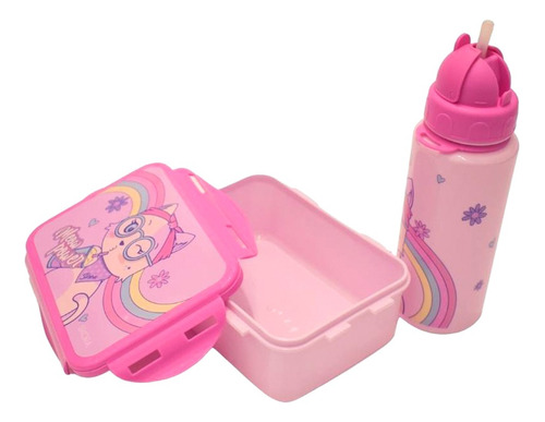 Set Contenedor Sandwichera + Botella Infantil Gatita Skora