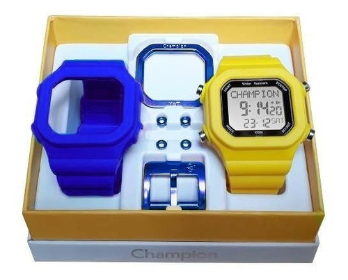 Relógio Champion Yot Original Cp40180x Azul Amarelo