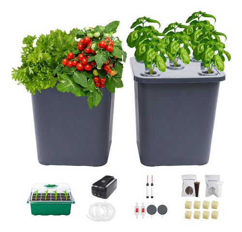 Kit 2 Cubos Hidropónicos Dwc Con Bomba Y Bandeja Mmg