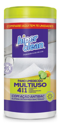 Panos Umedecidos Hiper Clean Multiuso Antobac 4 Em 1 Pote