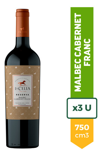 Vino La Celia Reserva Malbec Cabernet Franc 750ml Pack X3