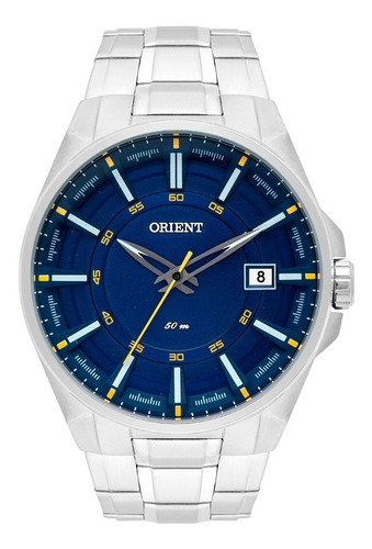 Imagem 1 de 7 de # Relógio Masculino Orient Prata Azul Original Mbss1313 Dysx