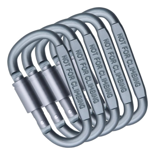Mosquetón Roscado, Mxgip-005, 5pzas, 150kg, Forma D, Bloqueo Color Gris