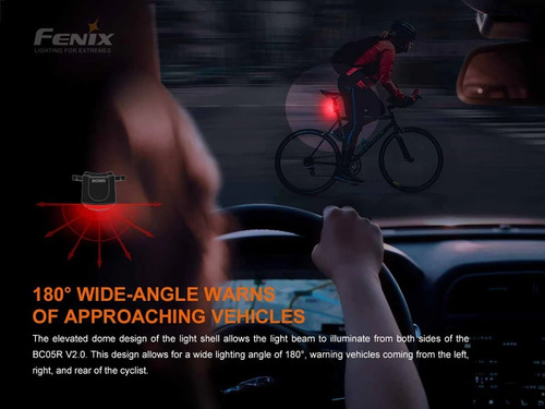 Imagen 3 de 10 de Linterna Led Bicicleta Fenix Bc05r V2.0 Roja 180 Grados.