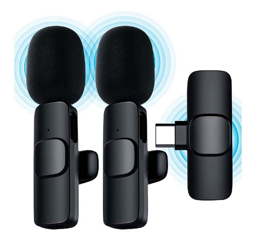 2 Micrófonos Inalámbricos Solapa Lavalier Para Celular Usb-c
