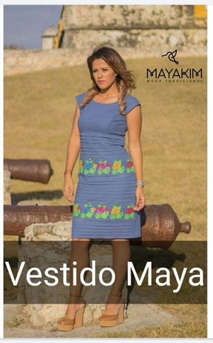 Vestido Yucateco. Artesanal. Punto De Cruz. Maya. Mayakim