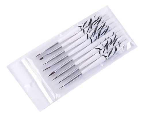 8 Peças De Pincel De Arte De Unhas Com Padrão De Zebra, Pinc