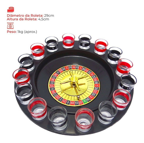 Jogo De Roleta Drink Shot 16 Copos Cassino Roulett