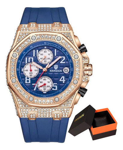 Reloj Kimsdun 1225 Con Calendario Luminoso Y Diamantes