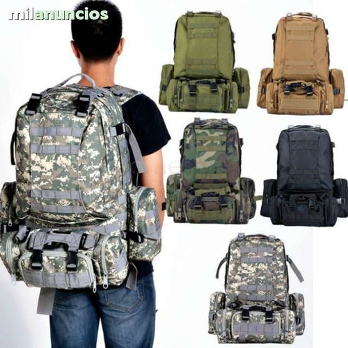 Imagen 7 de 8 de Mochila Táctica Militar Negra 55 Litros Desmontable Mli Zoo