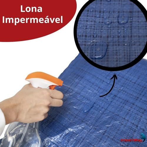 Imagem 5 de 10 de Lona Plastica Encerado 5x3 Azul Multiuso Impermeavel