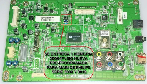 Memoria Firmware Philips 32pfl3008d 32pfl3018d 42pfl3008d