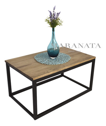 Mesa De Centro Estilo Industrial Rectangular Fierro, Madera