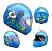 Comprar Casco Cerrado Infantil Azul Brilloso Planet