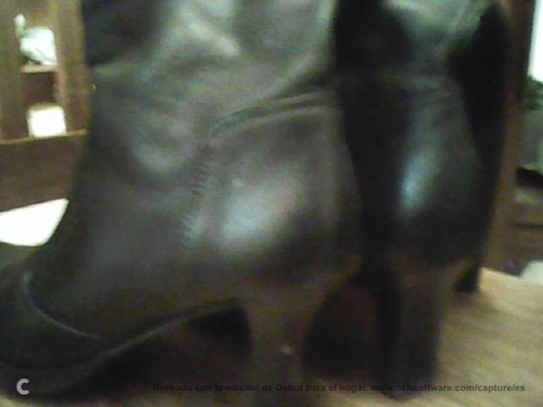 Botas Negras Taco Alto Cuero N°37