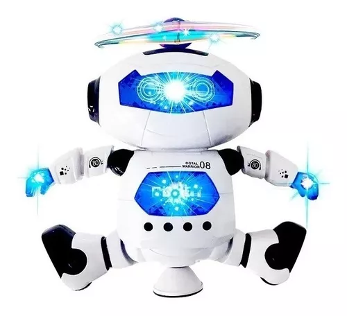 Robô Eletrônico Brinquedo Com Movimento Giro 360 Luzes Som Tamanho