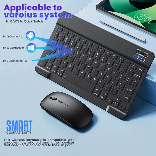 Combo De Teclado Y Mouse Inalambrico Bt + Obsequio Pad Mouse