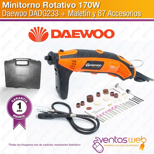 Imagen 2 de 4 de Minitorno Daewoo Mini Torno 170w 35000rpm Completo + Maletin