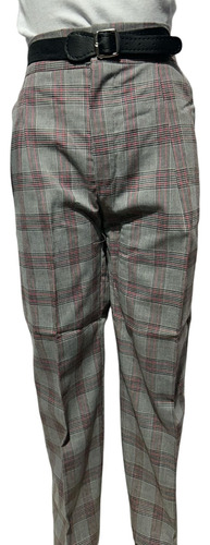 Pantalón Escolar Príncipe Gales Para Uniforme Con Resorte Rojo 6