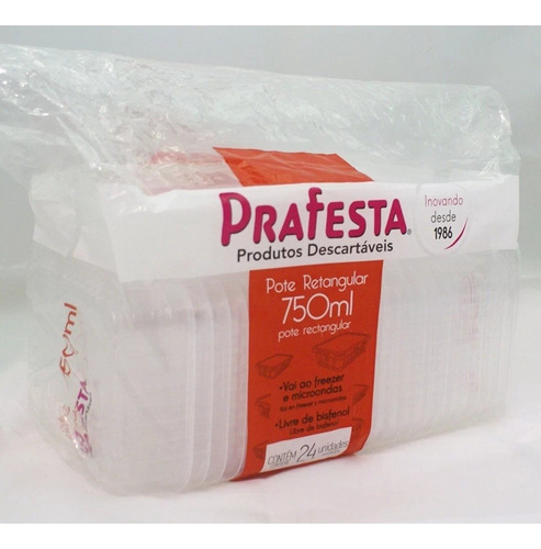 Pote Descartável 750ml Freezer Microondas Marmita - 24 Un