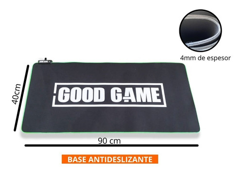 Imagen 3 de 4 de Mouse Pad Gamer Rgb 900x400x4mm Good Game Retroiluminado