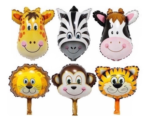 12 Globos Metalicos Animal Emoji Letra Varios Modelo 35-45cm