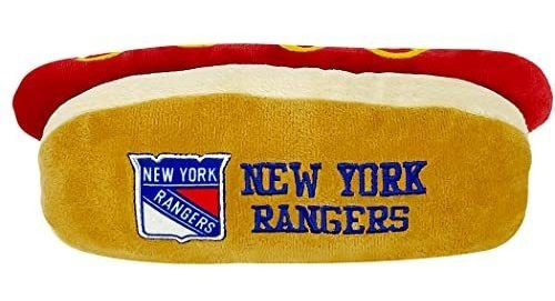 Nhl New York Rangers Hot Dog Plush Dog & Cat Squeak Toy - El