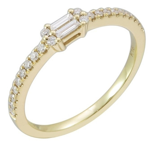 Anillo Minimalista Oro 18k Con Diamantes Talla Baguette.