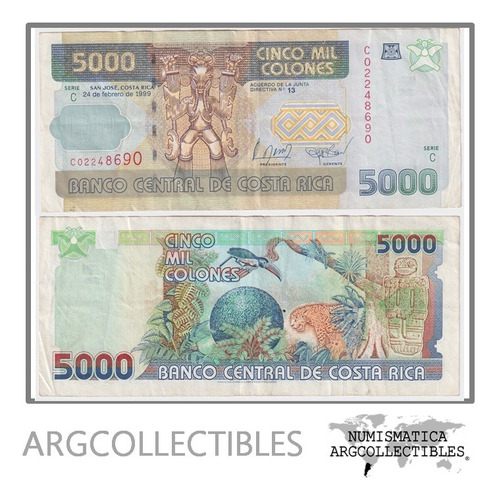 Costa Rica Billete 5.000 Colones 1999 P-268aa Vf+