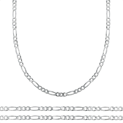 Cadena Figaro 3x1 Plata Ley 925 Collar 60cm 2.5mm + Estuche