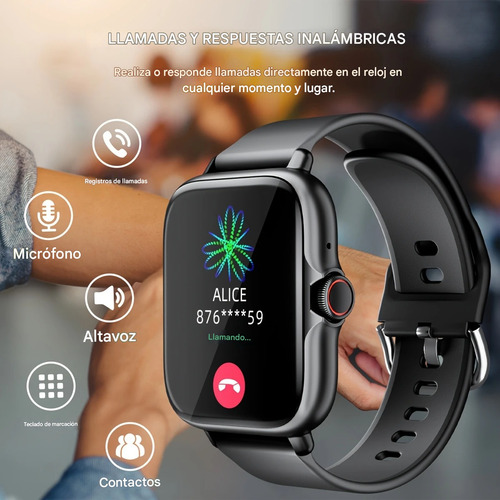Reloj Inteligente Deportivo, Pantalla Táctil Completa De 4.65 Cm Con Mensaje, Responder Y Hacer Llamadas, Monitorización Del Sueño, Podómetro Deportiv