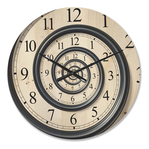 Reloj De Pared De Madera Moderno 39analog Wall Time Spi...