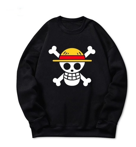 Buzo One Piece Pirata Hoddie Calavera Sombrero Amarillo