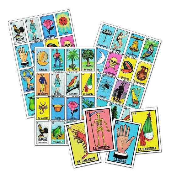 Baraja 54 cartas Loteria Mexicana Imprimible 1000 cartas 5x5 o 4x4. 