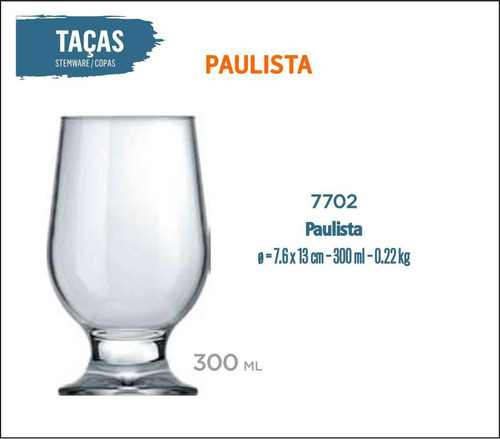 Taça Cerveja Paulista 300ml Artesanal Pilsen Premium Ipa