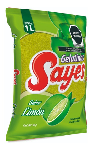 Imagen 2 de 3 de Gelatina En Polvo Sayes De Agua Sabor Limon 120gr