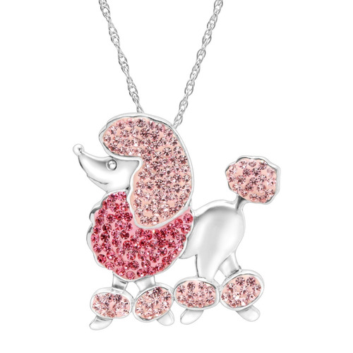 Caniche Cristales Rosados ¿¿swarovski Plata Esterlina 