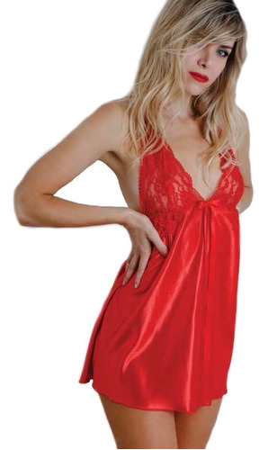 Babydoll Camisolin Con Less Lenceria Sexy Hasta 120 Rojo