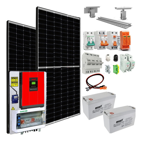 Kit Panel Solar Sharp Híbrido Energía Solar 100% Optimizada Inverter 5kw Bateria Duracell -wifi App Control On Line H9-5