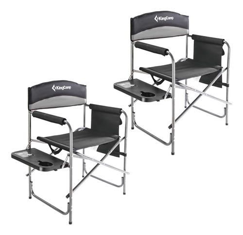 Kingcamp Silla De Director Plegable De Campamento, Silla Co. Color Negro/ Gris (black/medium Grey)