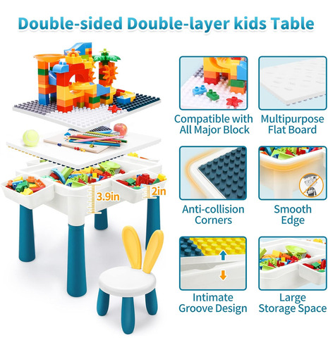 Mesa De Juego De Bloques Multifunción Para Niños Un Conjunto