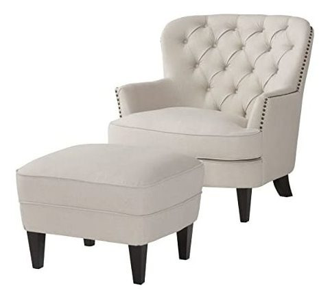 Mueble - Alfred Tufted Fabric Club Chair Con Otomana, Contem