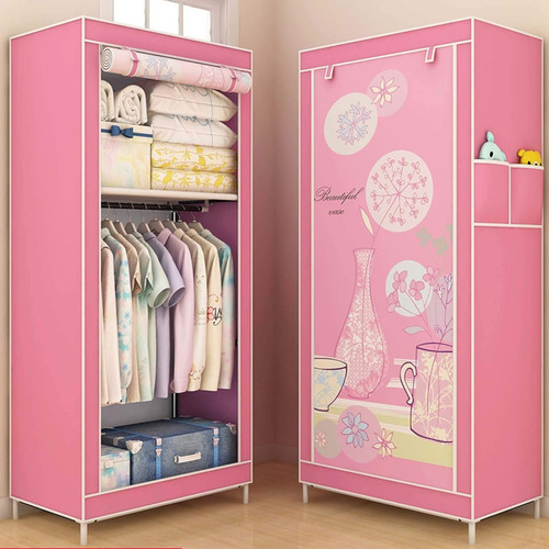 Closet Armable Ropero Rack Guardaropa Organizador Para Ropa Color Rosa