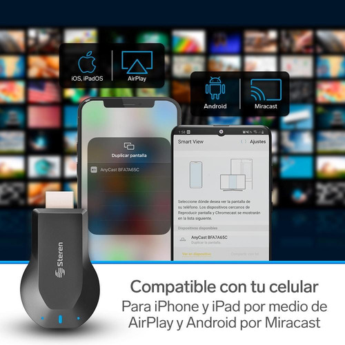 Imagen 3 de 8 de Adaptador Wi-fi Espejo De Celular A Tv | intv-060