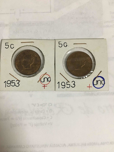 Cinco Centavos Monedas Sin Circular 1953