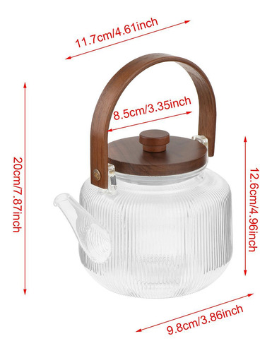 Tetera De Vidrio Para Té, Tetera De Kung Fu De 1000 Ml,