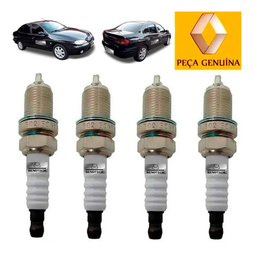 Kit Com 4 Velas Motor 2 Eletro Megane Sedan 99-05 7700500168