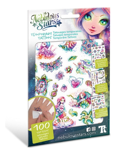 Set De 3hojas Con Tatuajes Temporales Nebulous Stars Coralia