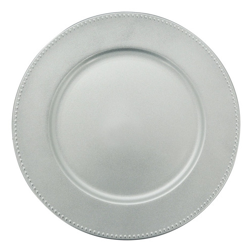 Imagem 1 de 2 de Sousplat Redondo Borda Decorada Prata 33cm
