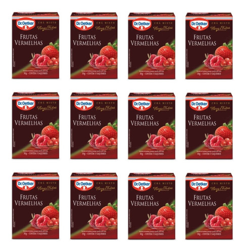 Kit C/ 12 Chá De Frutas Vermelhas 15 Sachês - Dr. Oetker